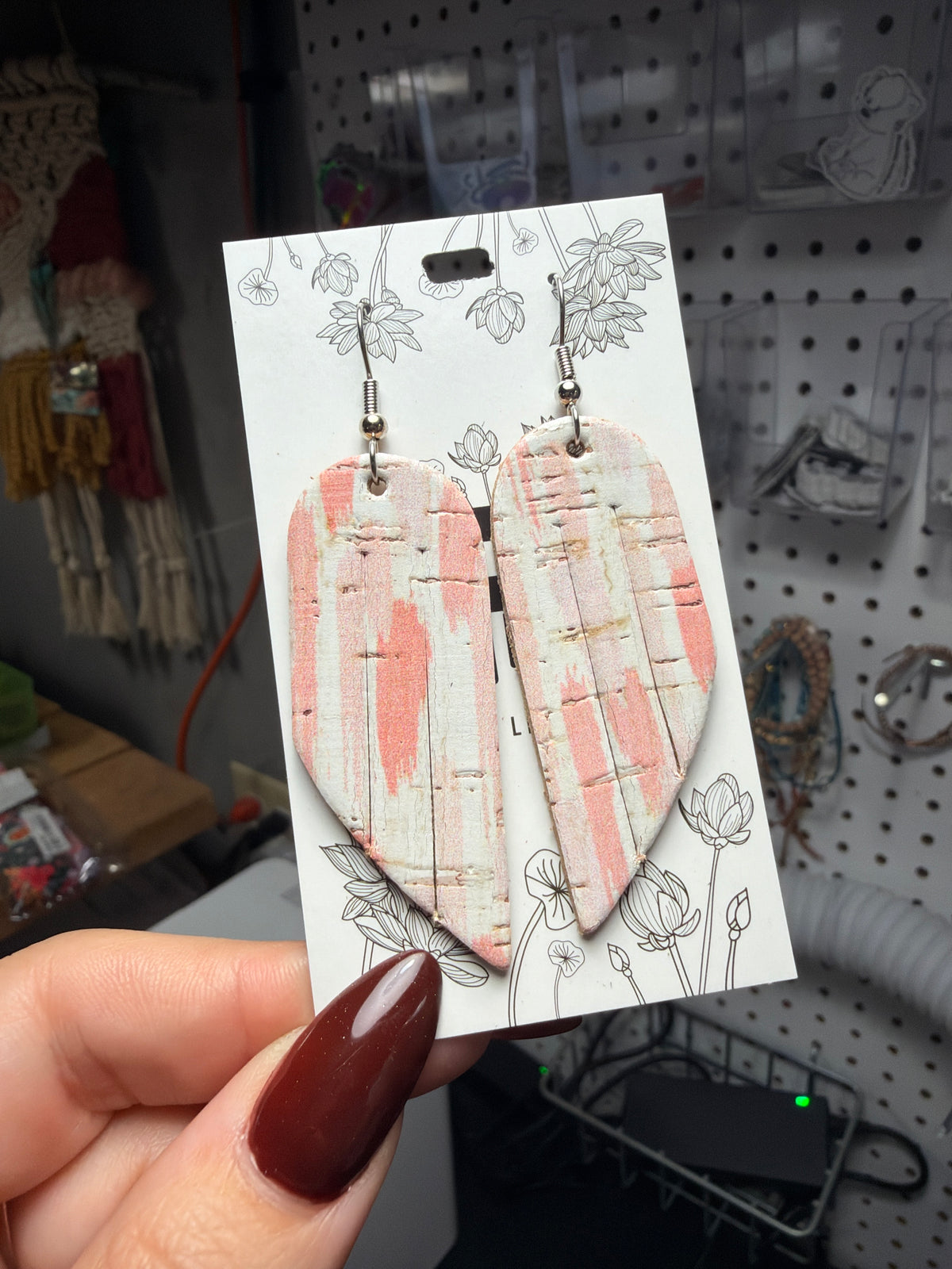 Pastel Watercolor Pink Mini Fringe Earrings