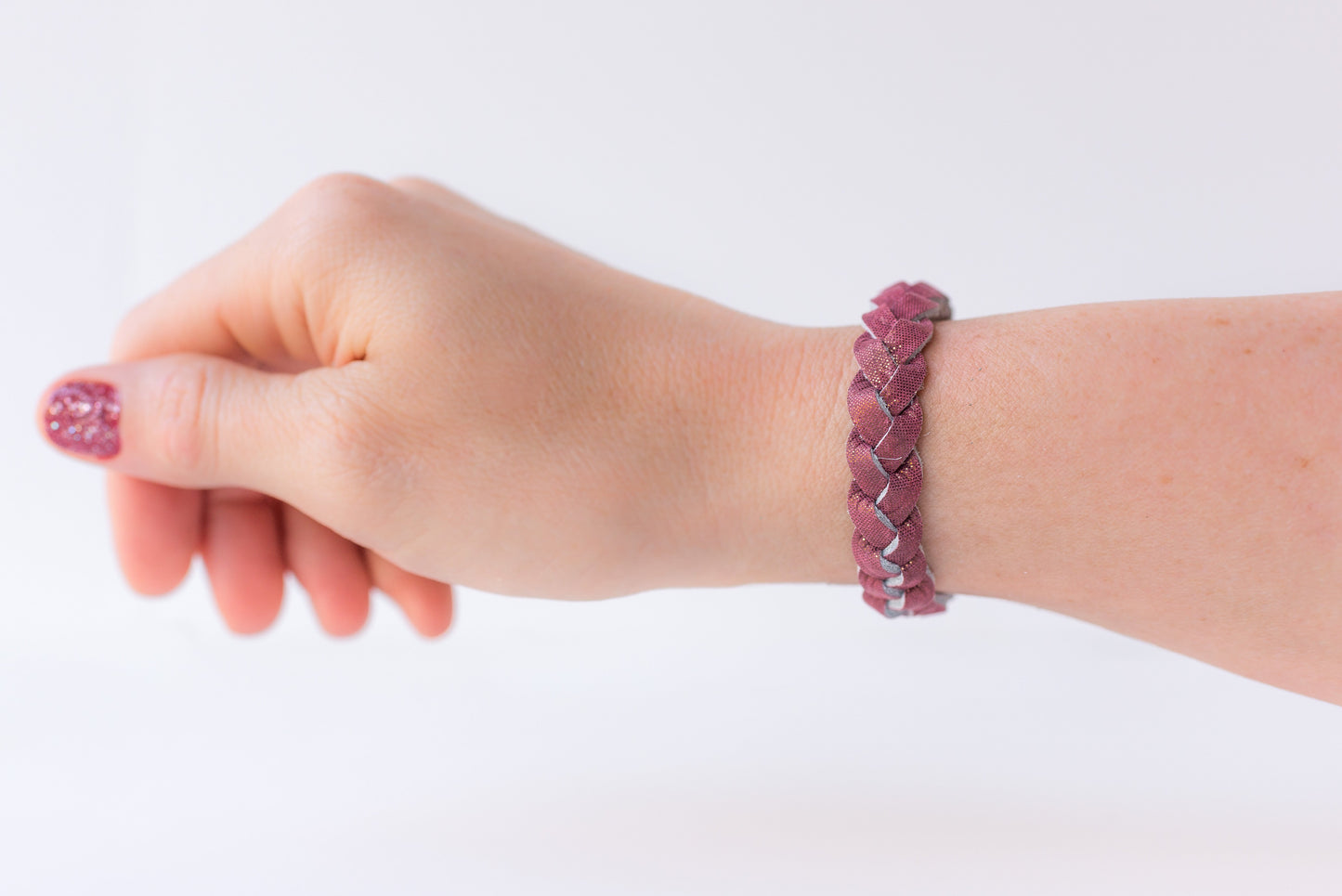 Braided Leather Bracelet / Rouge