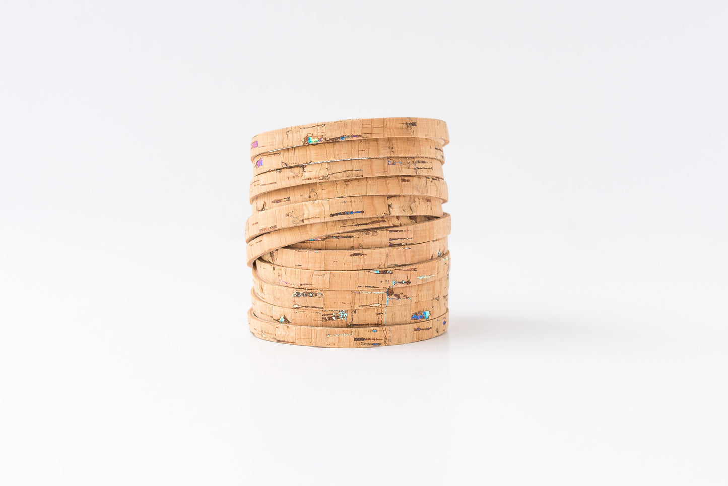 Leather Bracelet / Original Sliced Wrap Cuff / Oil Spill Cork / Regular