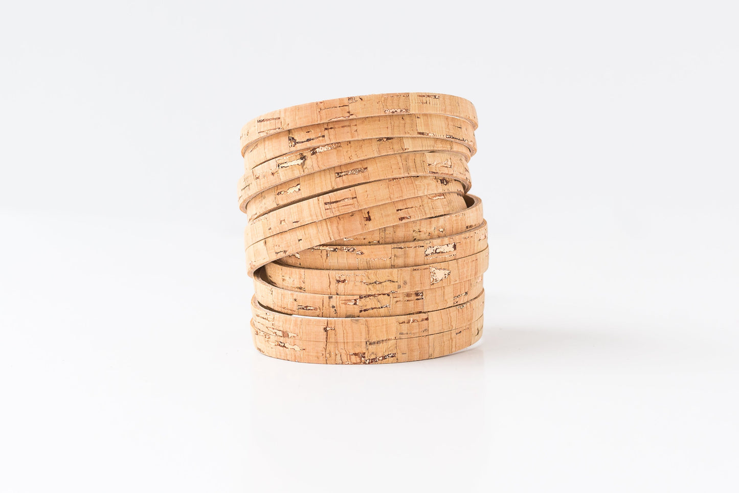 Leather Bracelet / Original Sliced Wrap Cuff / Rosegold Cork / Regular