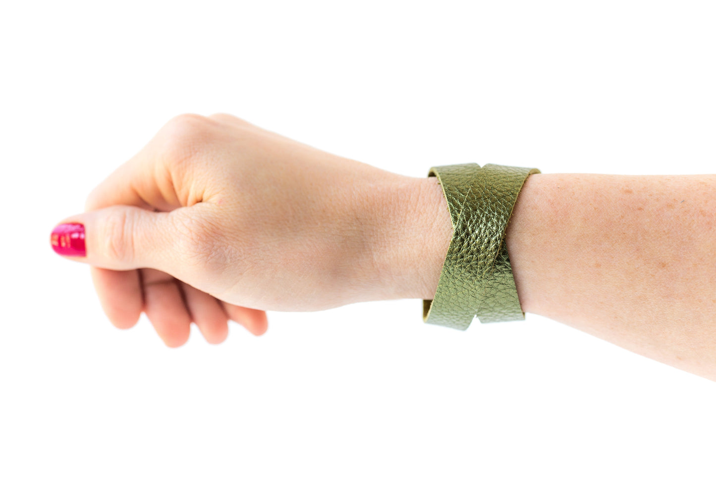 Leather Bracelet / Slim Wrap Cuff / Soft Olive / Regular