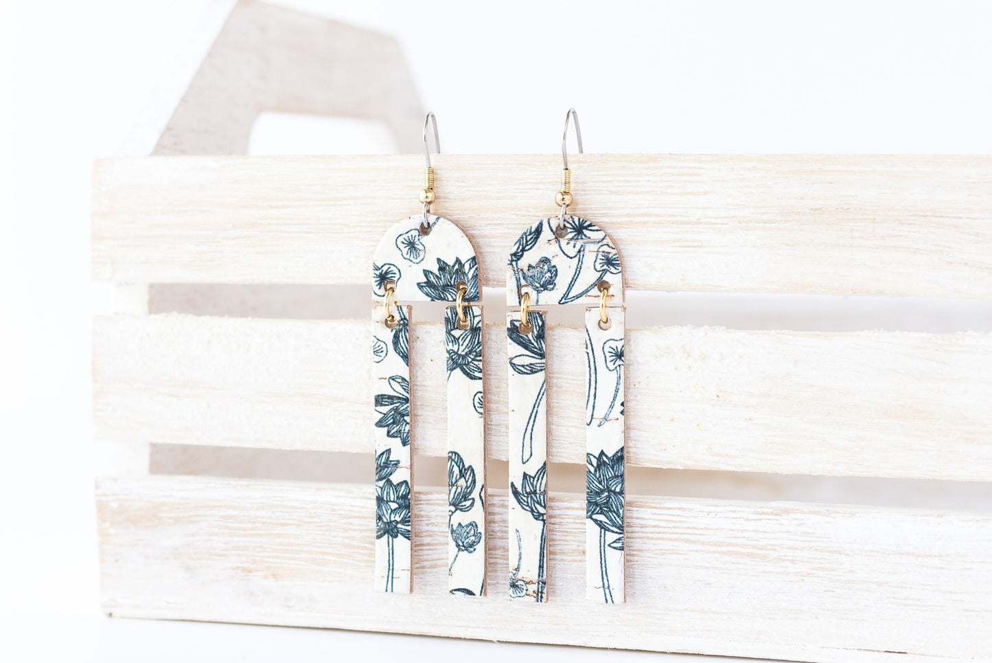 Leather Earrings / Sunrays / Flourishing Cork