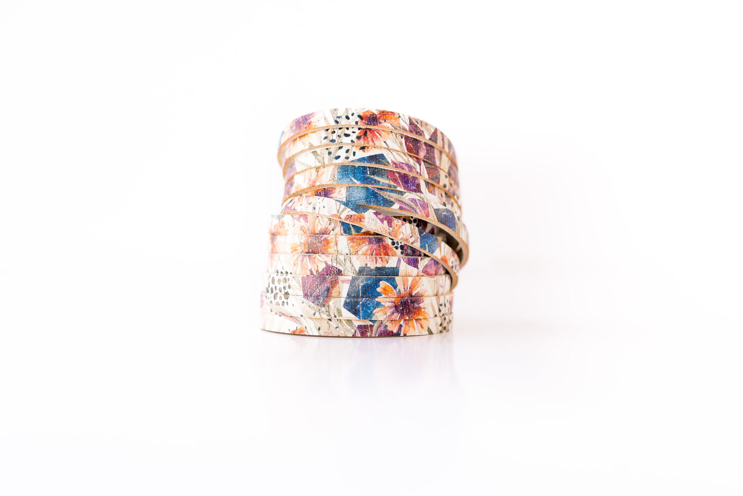 Leather Bracelet / Original Sliced Wrap Cuff / Pressed Flowers Cork / Extra Large