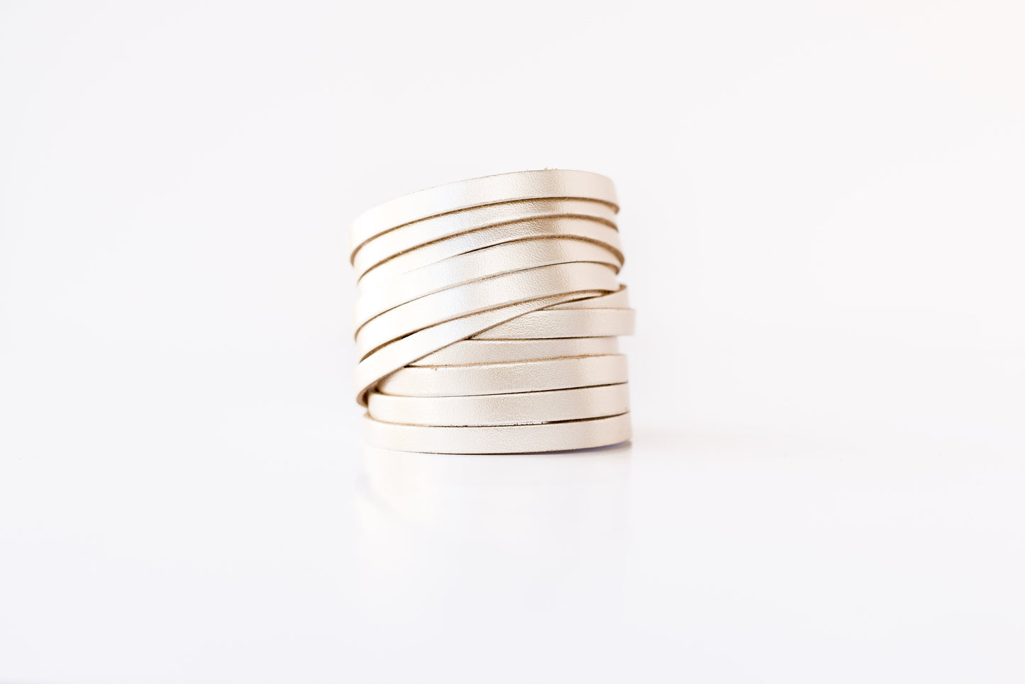 Leather Bracelet / Original Sliced Wrap Cuff / Metallic Platinum