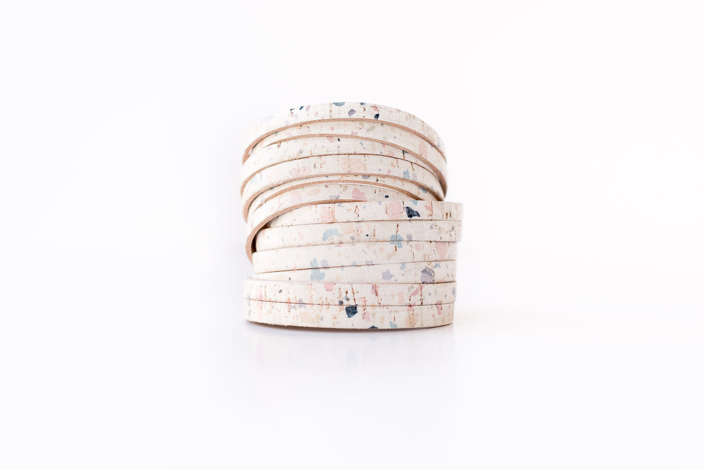 Leather Bracelet / Original Sliced Wrap Cuff / Light Terrazzo Cork / Regular