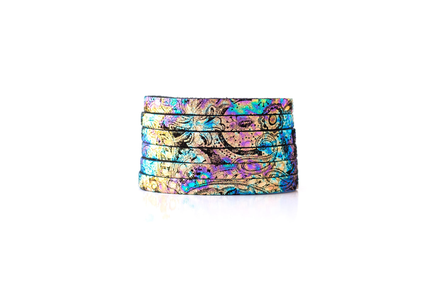 Leather Bracelet / Original Sliced Cuff / Cosmic Midnight