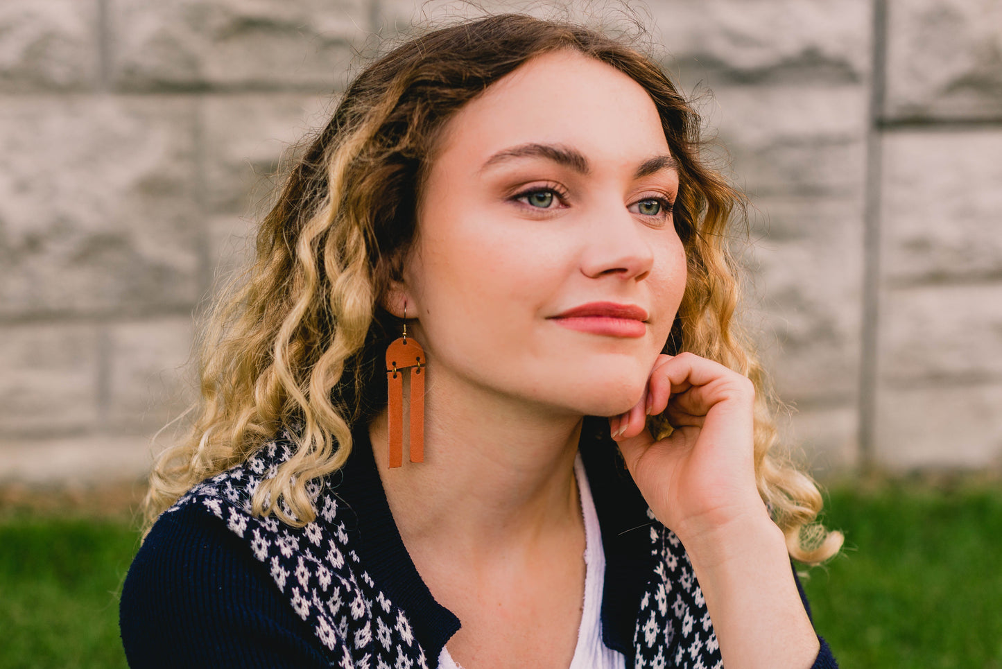 Leather Earrings / Sunrays / Autumn Blues Cork