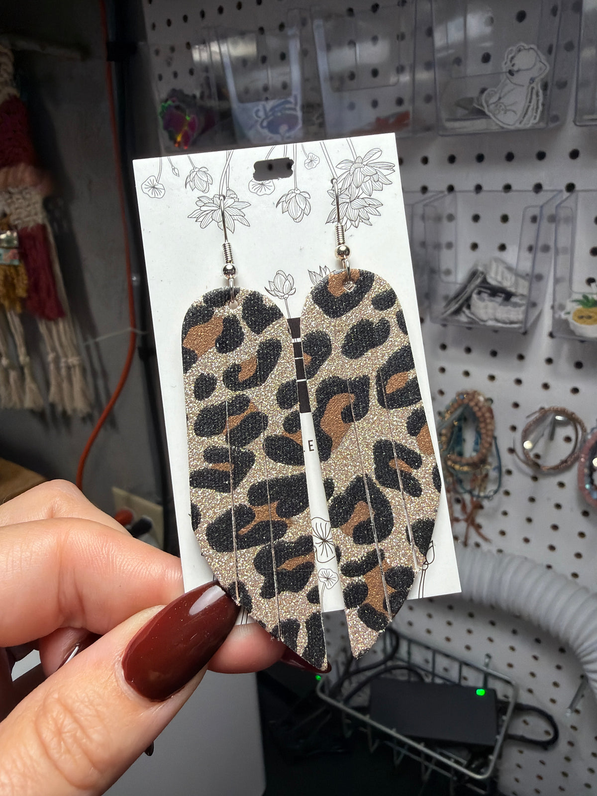 Sparkle Leopard Fringe Earrings