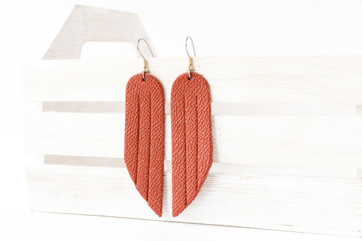 Leather Earrings / Fringe / Spiced Cider