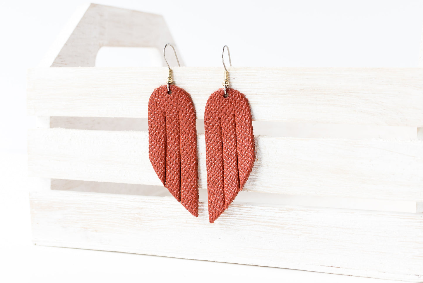 Leather Earrings / Mini Fringe / Spiced Cider
