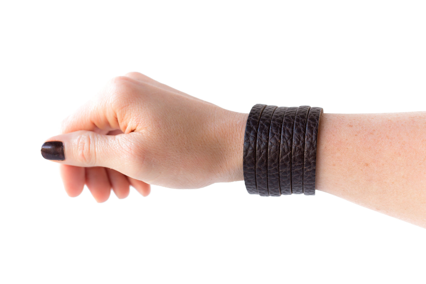 Leather Bracelet / Original Sliced Cuff / Chocolate Brown