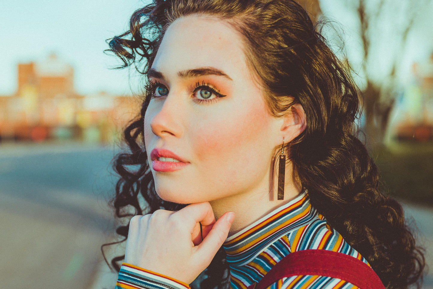 Leather Earrings / Simple / Sky Blue