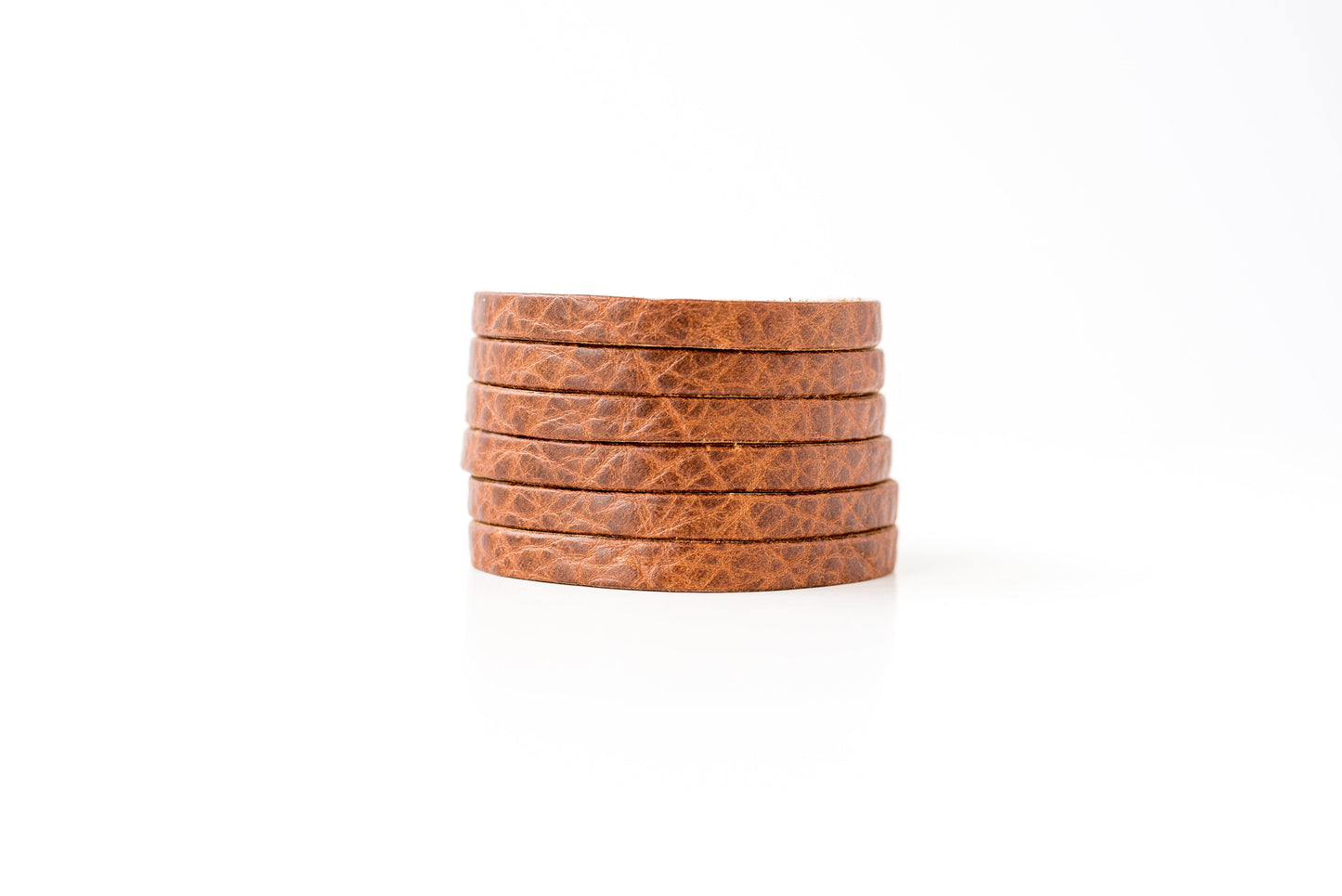 Leather Bracelet / Original Sliced Cuff / Saddle Brown / Small
