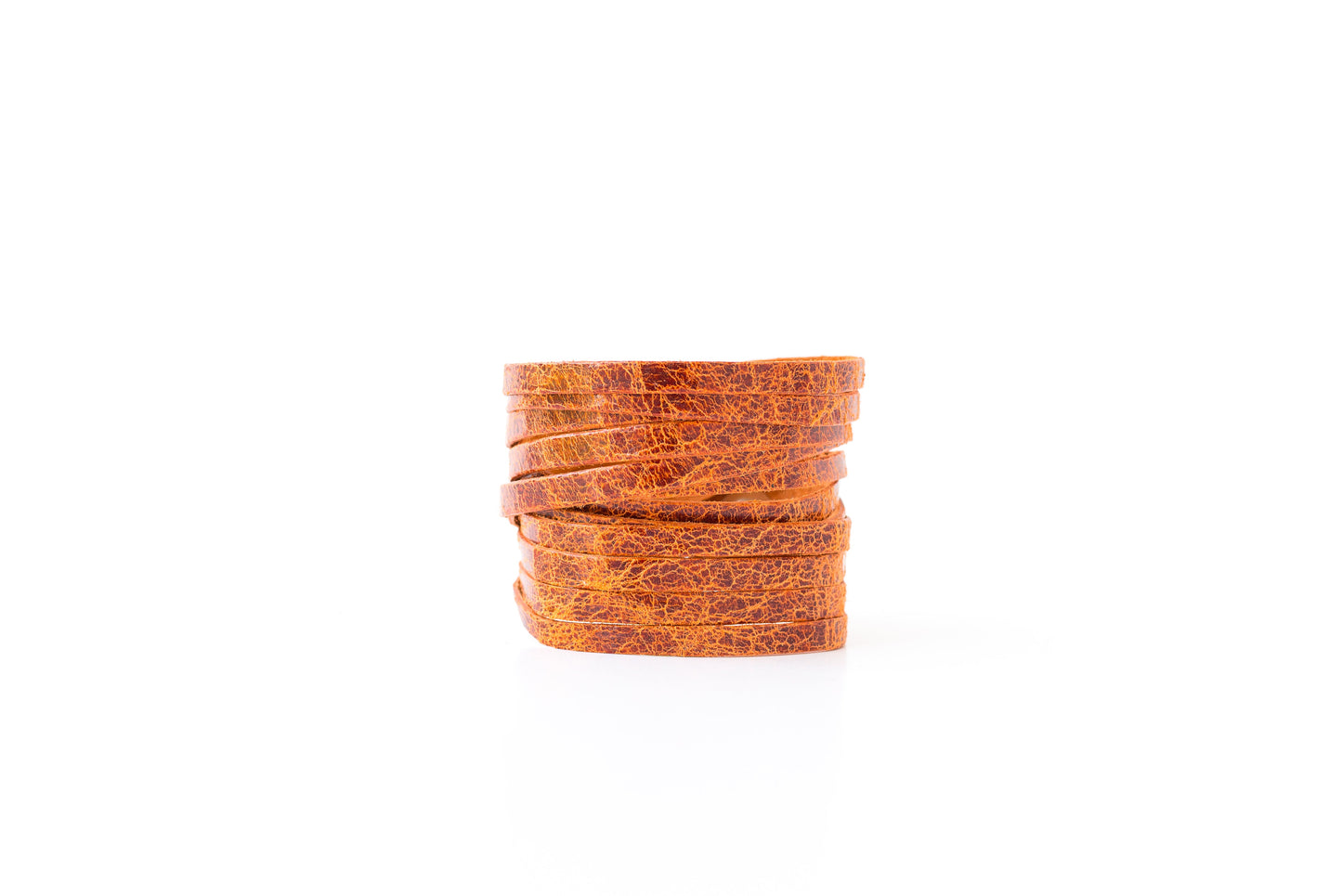 Leather Bracelet / Original Sliced Wrap Cuff / Vintage Brown / Extra Large
