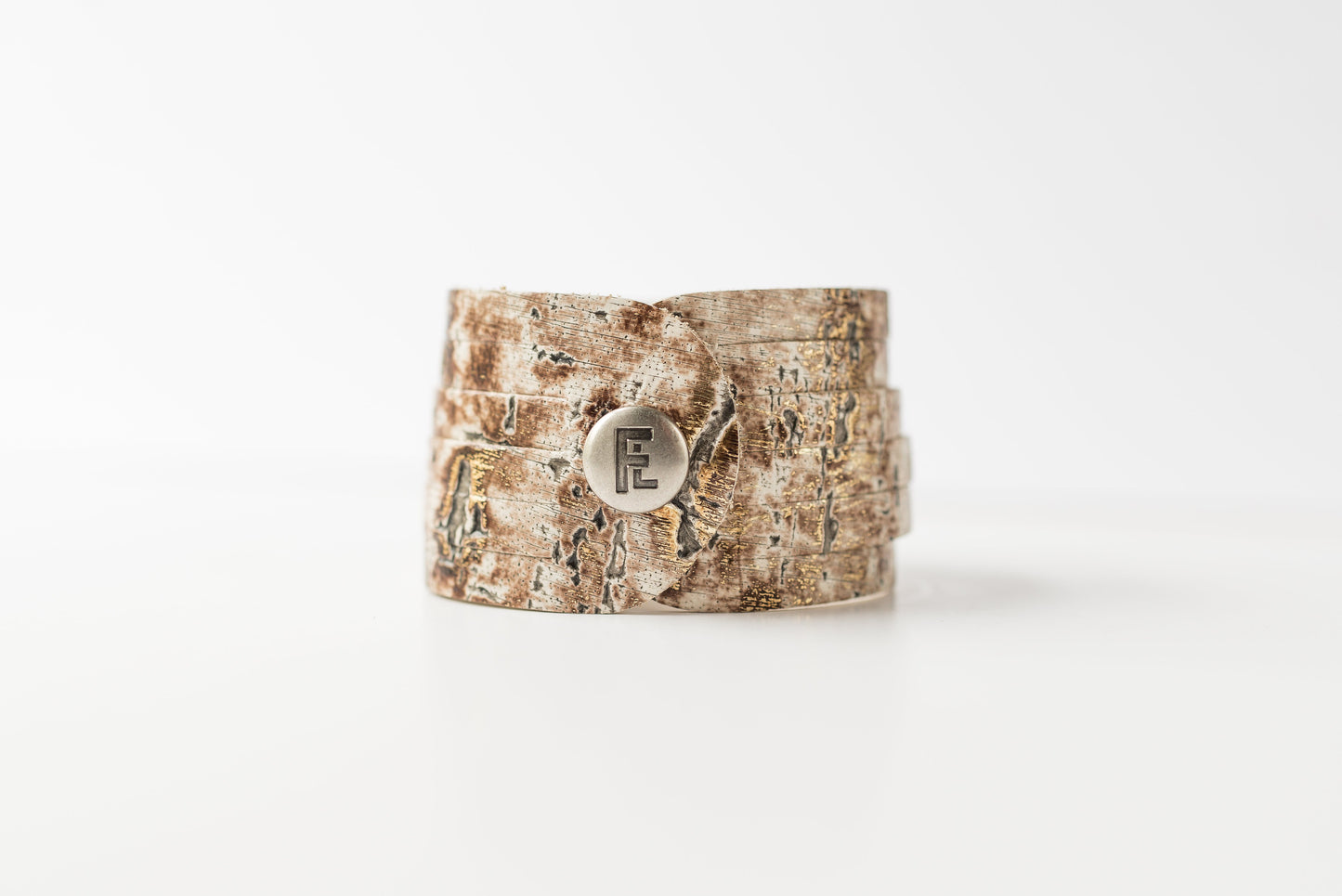 Leather Bracelet / Original Sliced Cuff / Driftwood Ivory / Extra Large