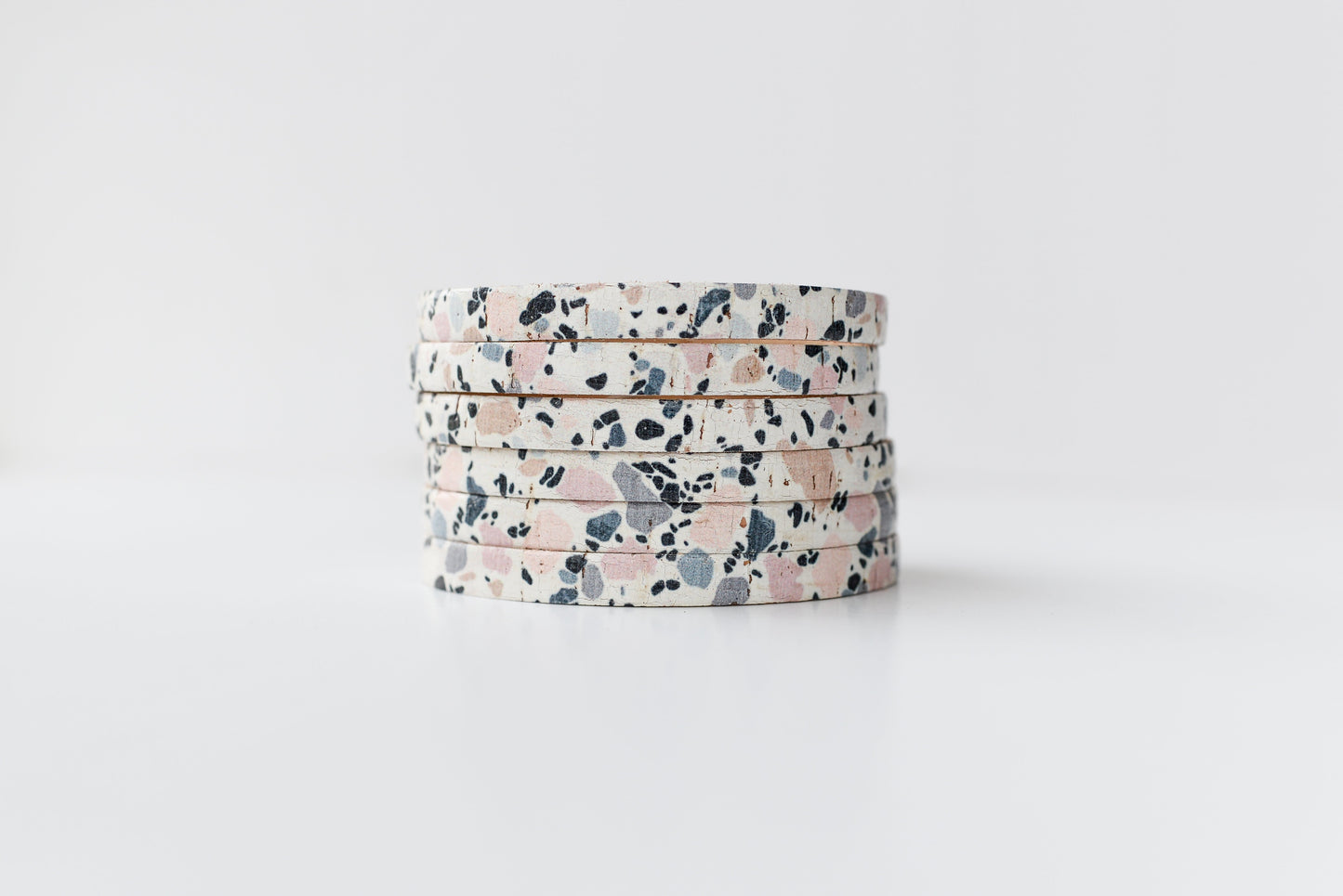 Leather Bracelet / Original Sliced Cuff / Sunset Pebbles Cork / Extra Large