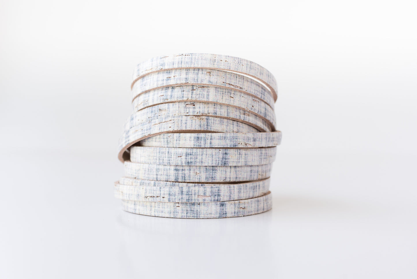 Leather Bracelet / Original Sliced Wrap Cuff / Denim Cork