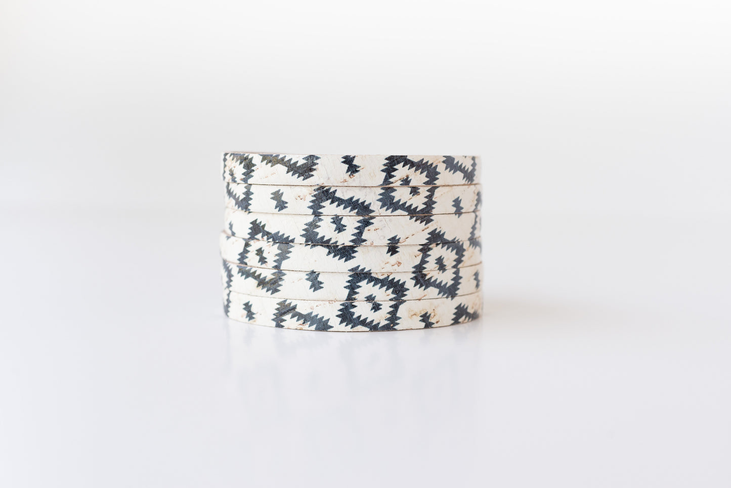 Leather Bracelet / Original Sliced Cuff / Aztec Geo Cork / Regular
