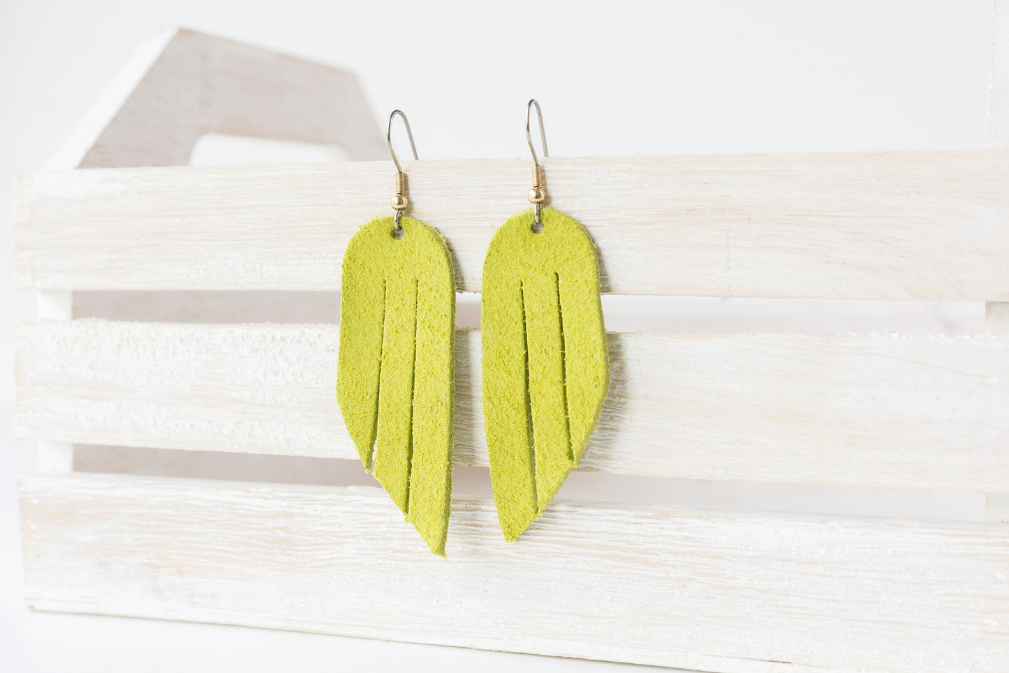 Leather Earrings / Mini Fringe / Cactus Suede