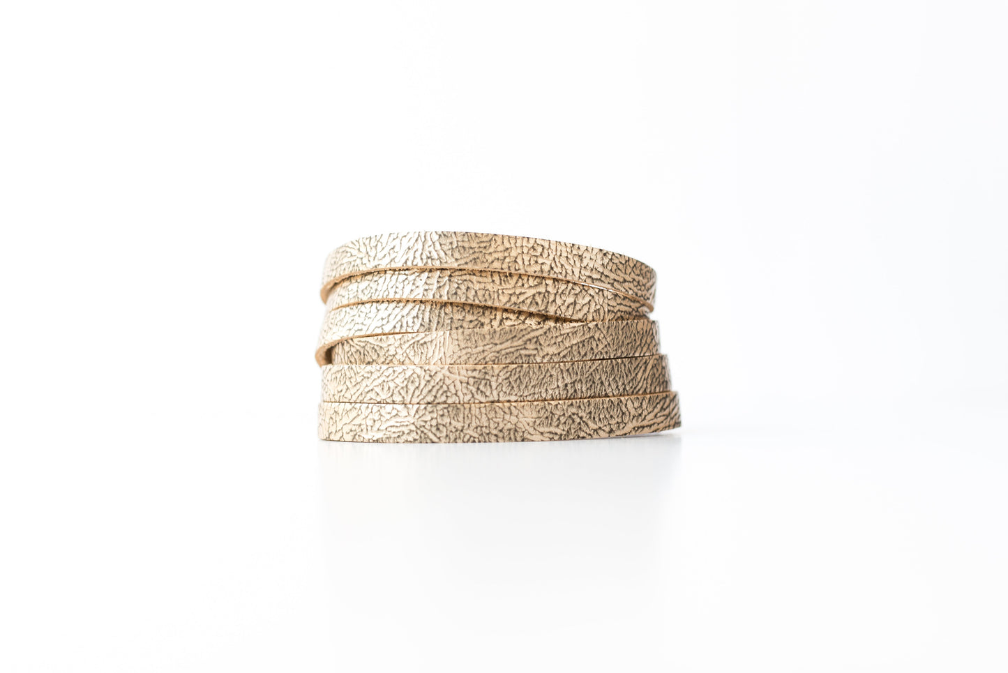 Leather Bracelet / Skinny Sliced Wrap Cuff / Antique Gold / Small