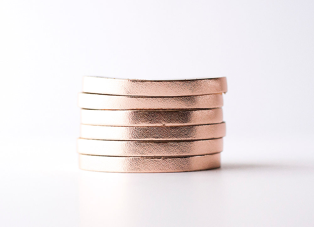 Leather Bracelet / Original Sliced Cuff / Metallic Rosegold