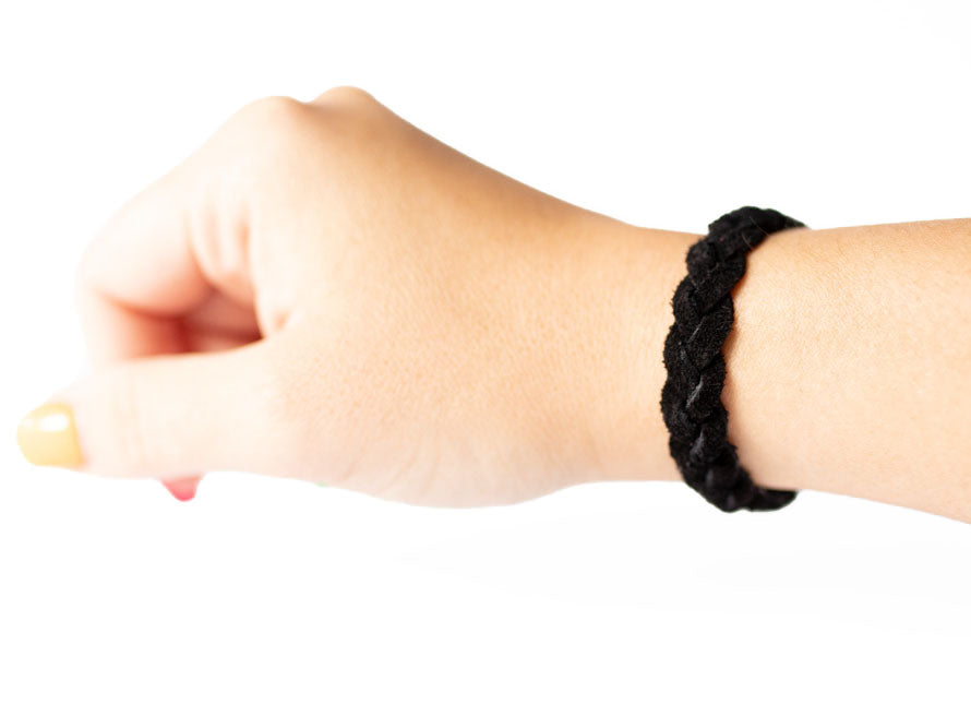 Braided Leather Bracelet / Black Suede / Large