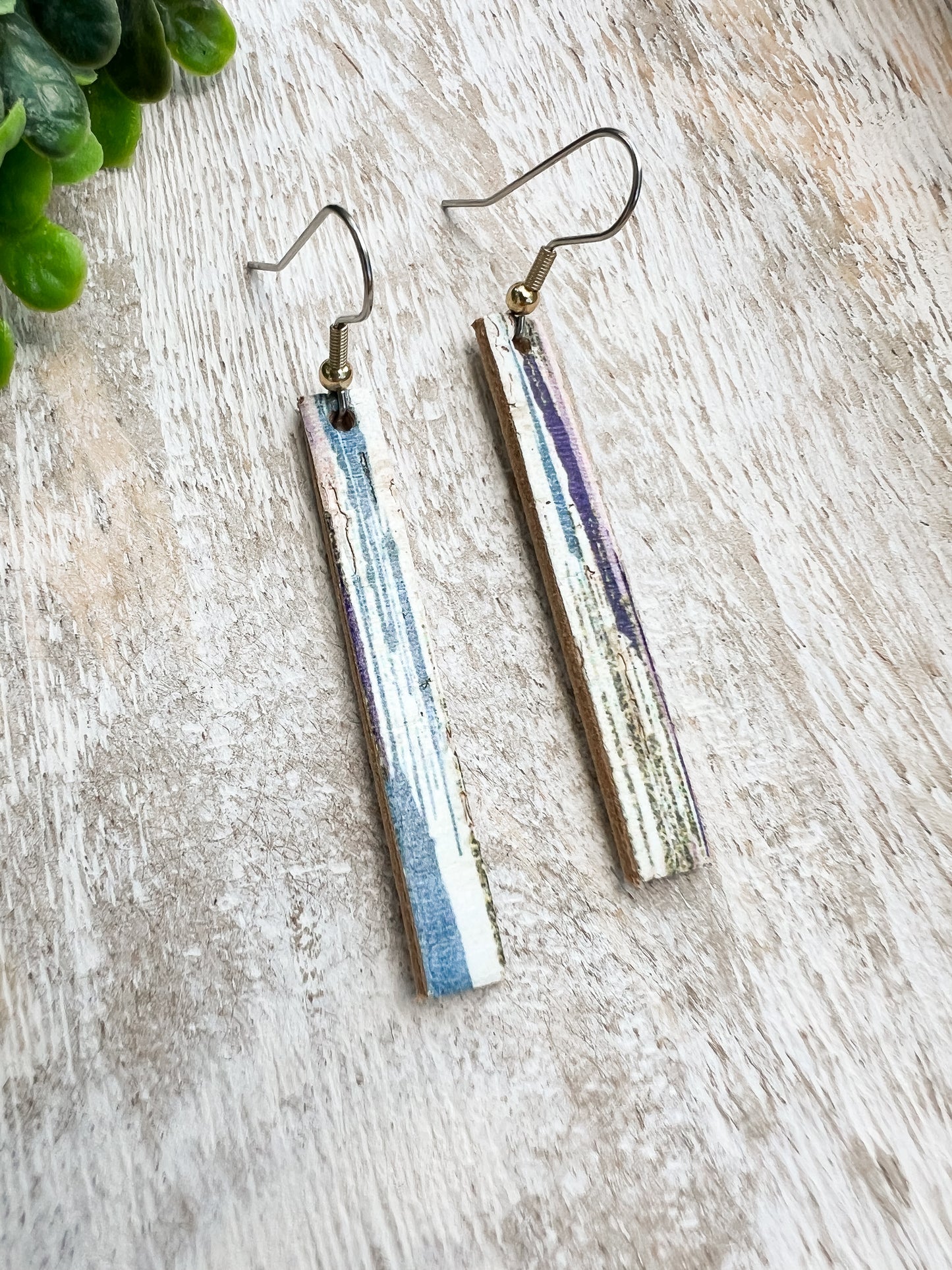 Leather Earrings / Simple / Retro Stripes Cork