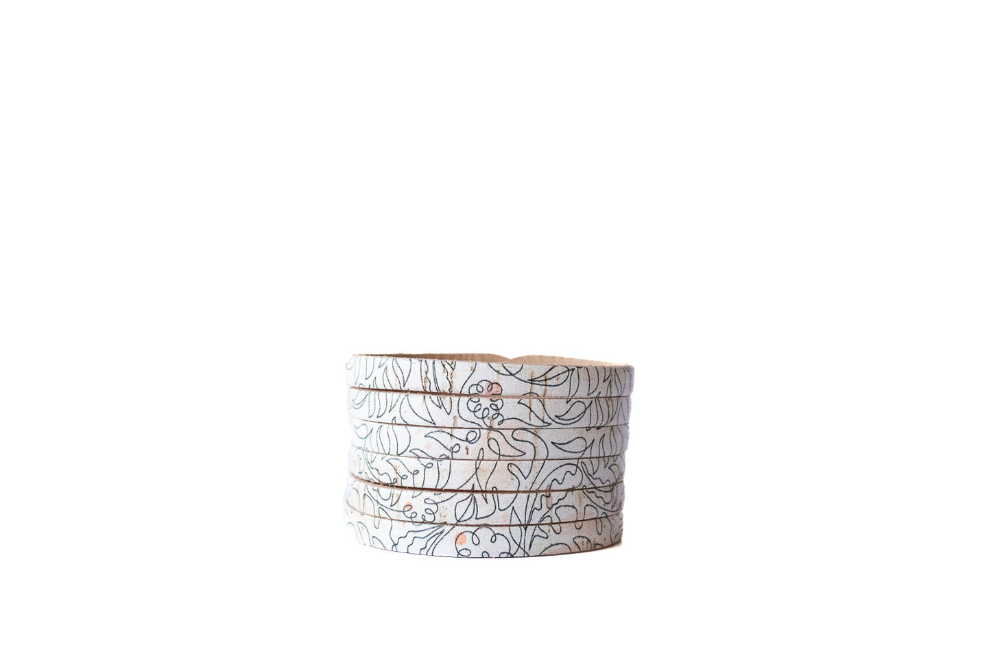 Leather Bracelet / Original Sliced Cuff / One Line Art Cork / Extra Large