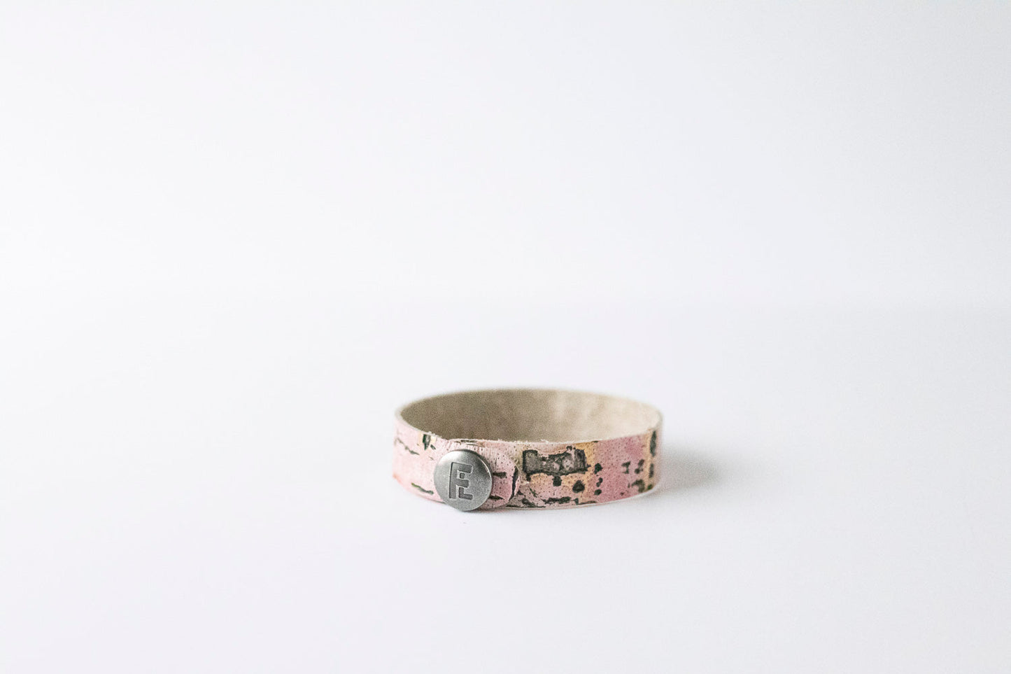 Leather Bracelet / Skinny Slim Cuff / Driftwood Almond Blossom / Regular