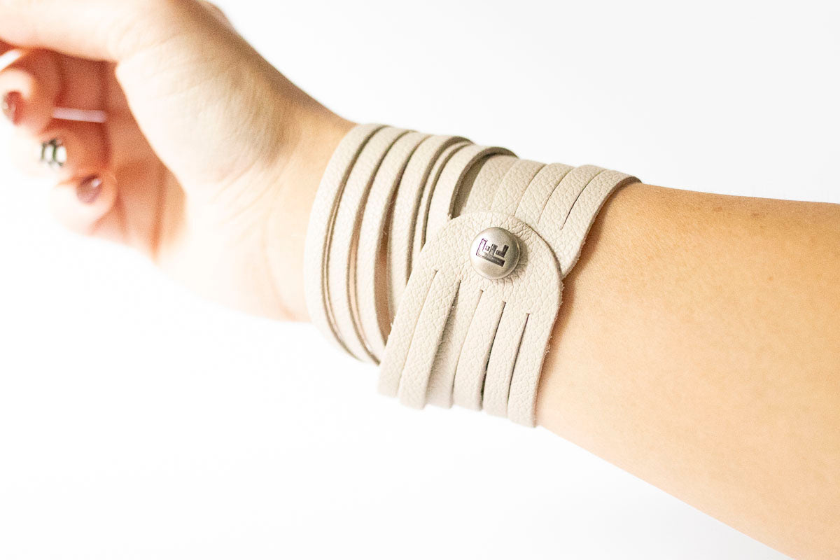 Leather Bracelet / Original Sliced Wrap Cuff / Bone