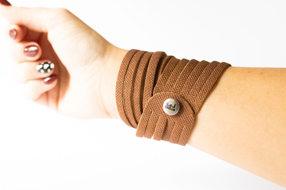 Leather Bracelet / Original Sliced Wrap Cuff / Burlap