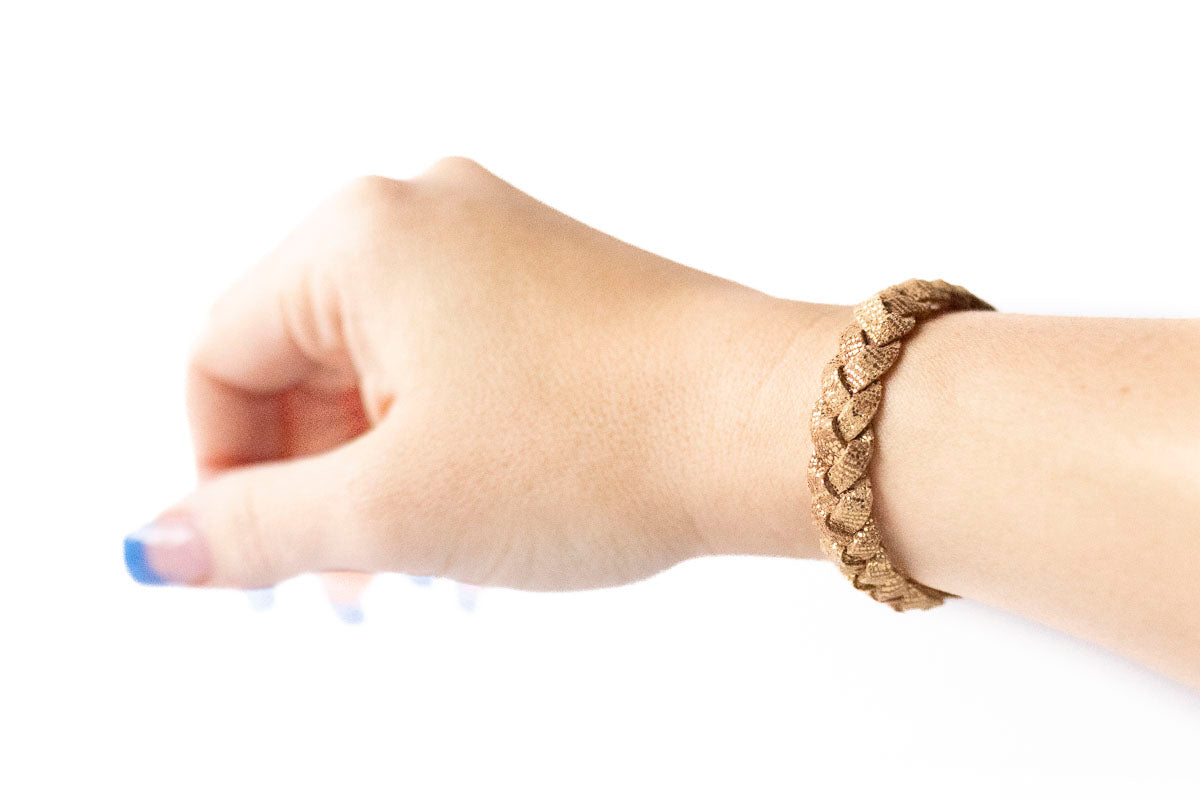 Braided Leather Bracelet / Gold Doubloon