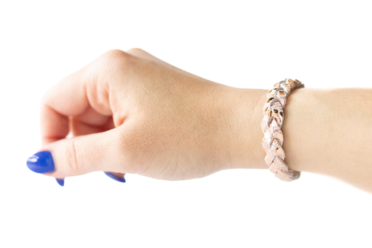 Braided Leather Bracelet / Woven Rosegold