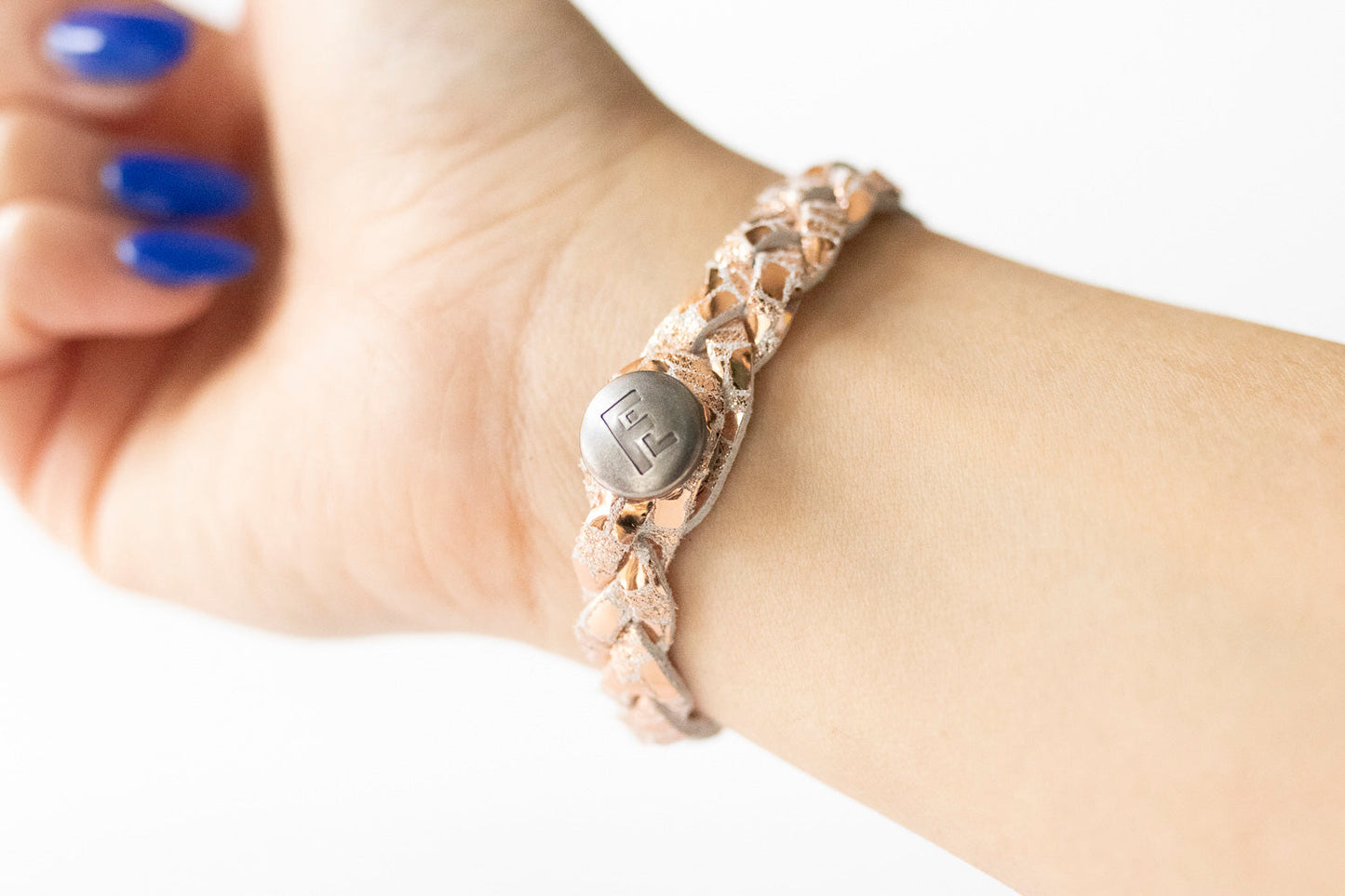 Braided Leather Bracelet / Woven Rosegold