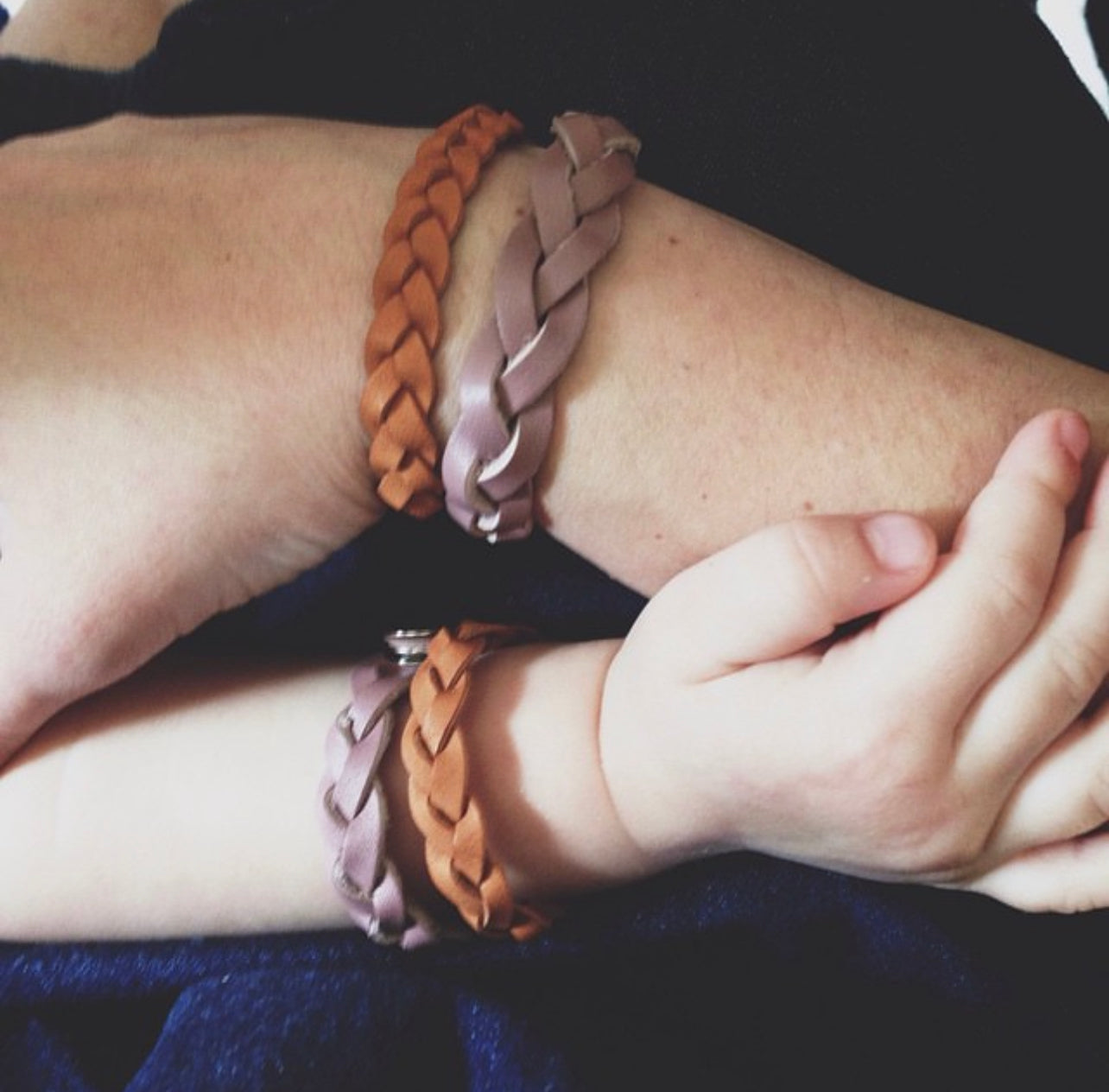 Braided Leather Bracelet / Metallic Bronze