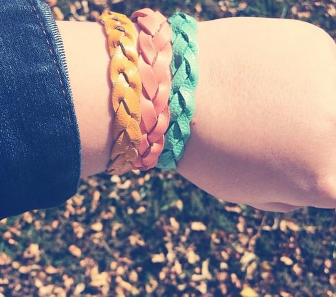 Braided Leather Bracelet / Black Suede / Large