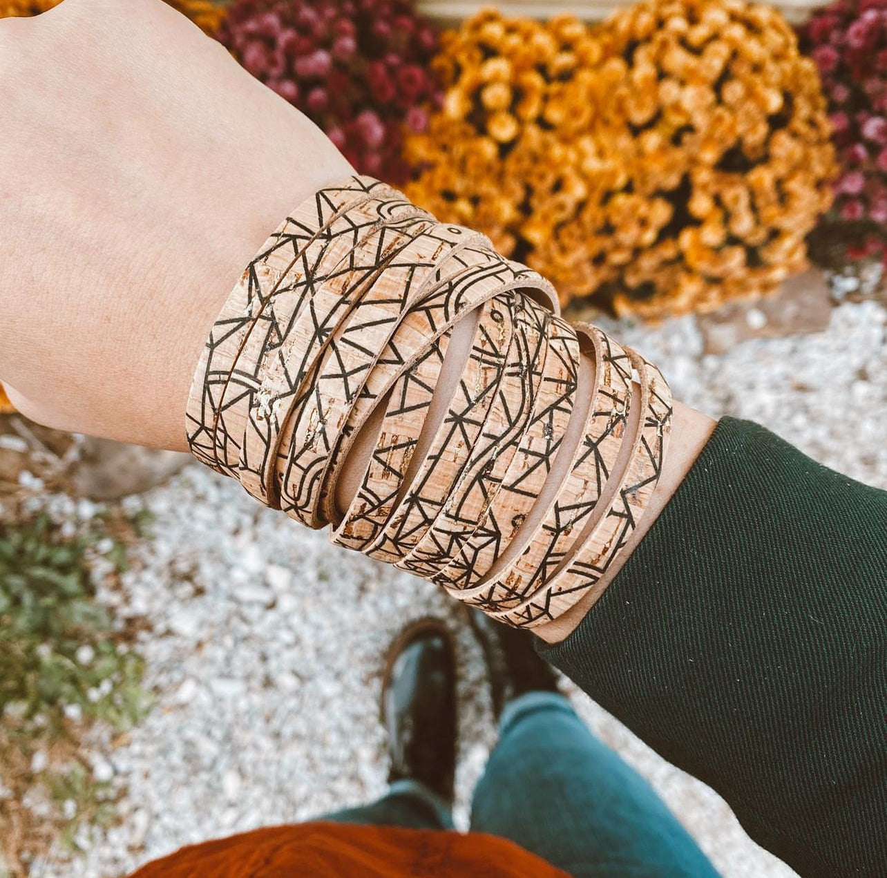 Leather Bracelet / Original Sliced Wrap Cuff / Bone