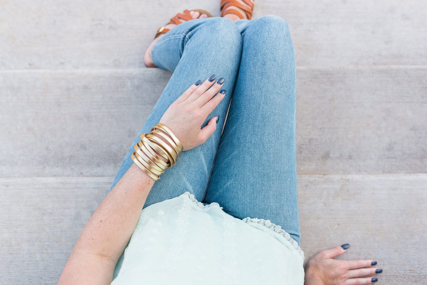 Leather Bracelet / Original Sliced Wrap Cuff / Ivory Random Cork