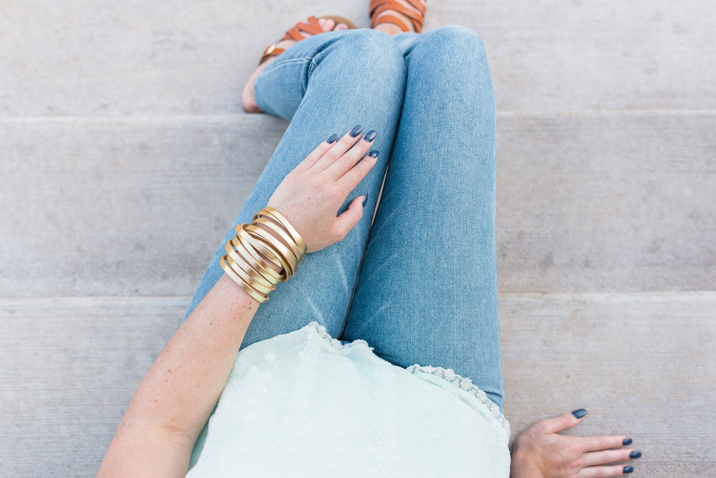 Leather Bracelet / Original Sliced Wrap Cuff / Prism Leopard / Extra Large