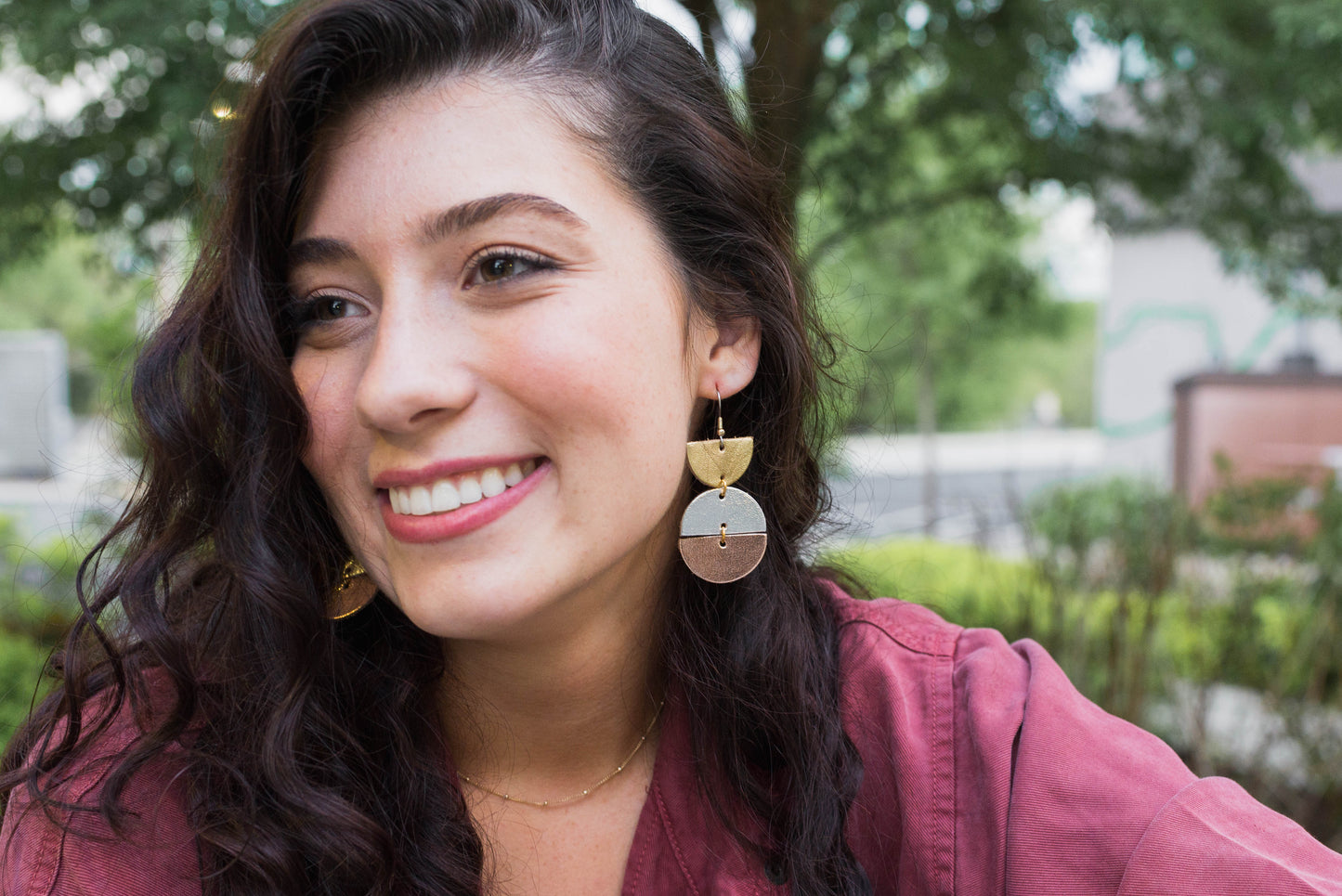 Leather Earrings / Mila / Saddle Brown