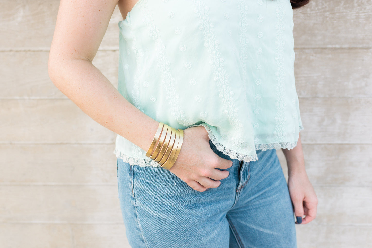 Leather Bracelet / Original Sliced Cuff / Metallic Bronze