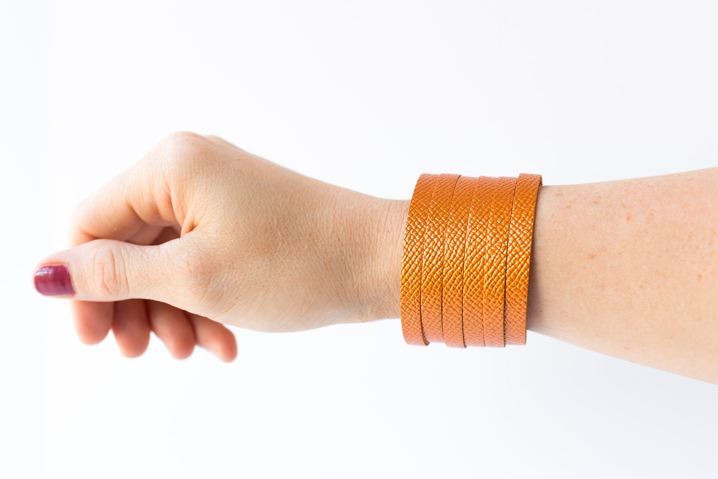 Leather Bracelet / Original Sliced Cuff / Autumn Blaze / Large