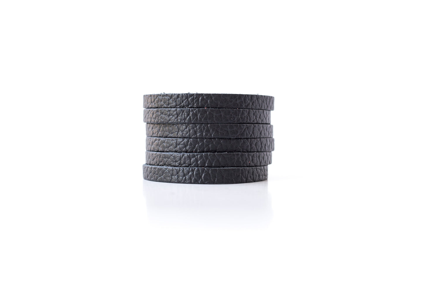 Leather Bracelet / Original Sliced Cuff / Deep Black / Extra Large
