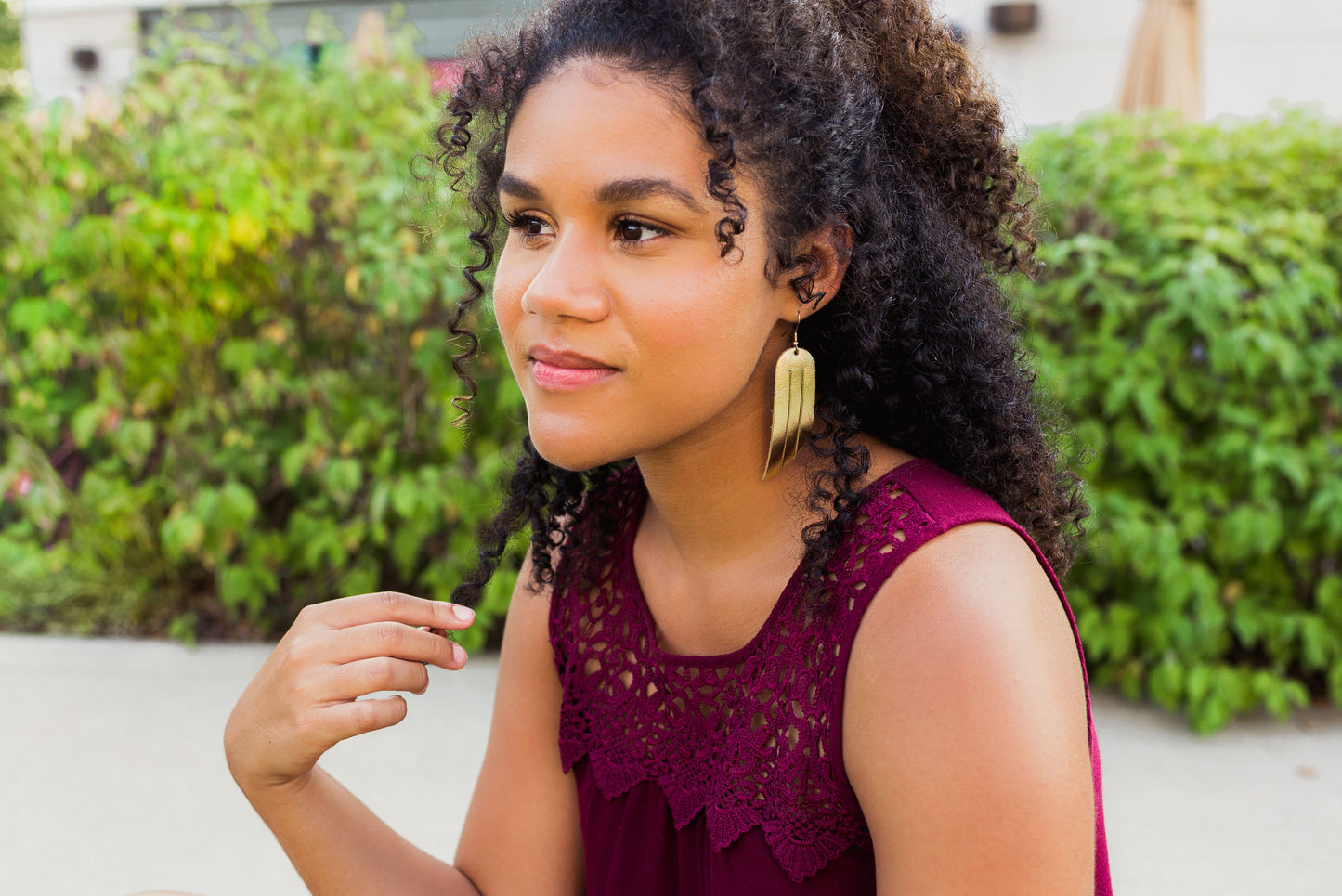Leather Earrings / Fringe / Saddle Brown