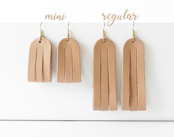 Leather Earrings / Mini Sliced / Japanese Pink