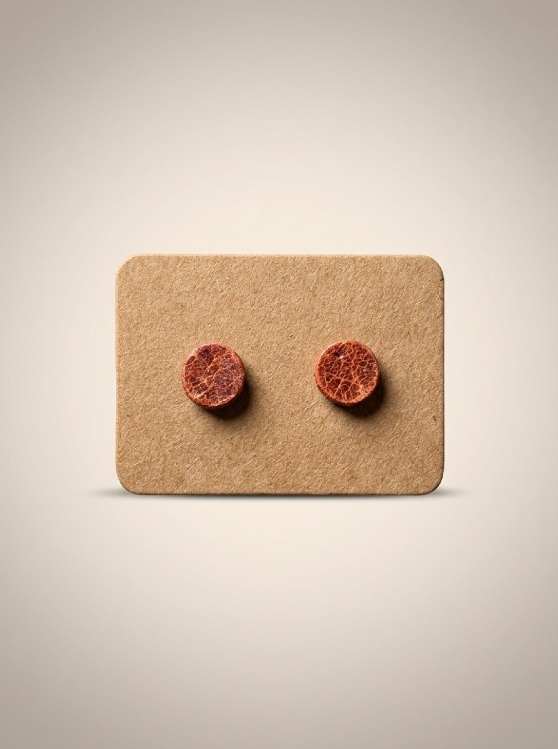 Vintage Brown Leather Stud Earrings