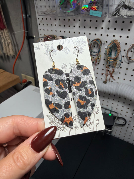 Sparkle Leopard Silver Mini Fringe Earrings