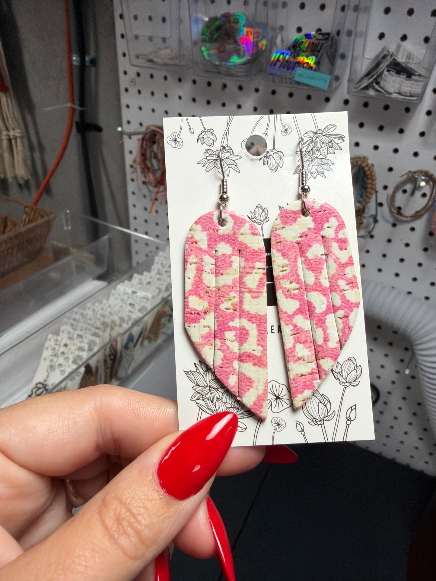 Pink Leopard Cork Mini Fringe