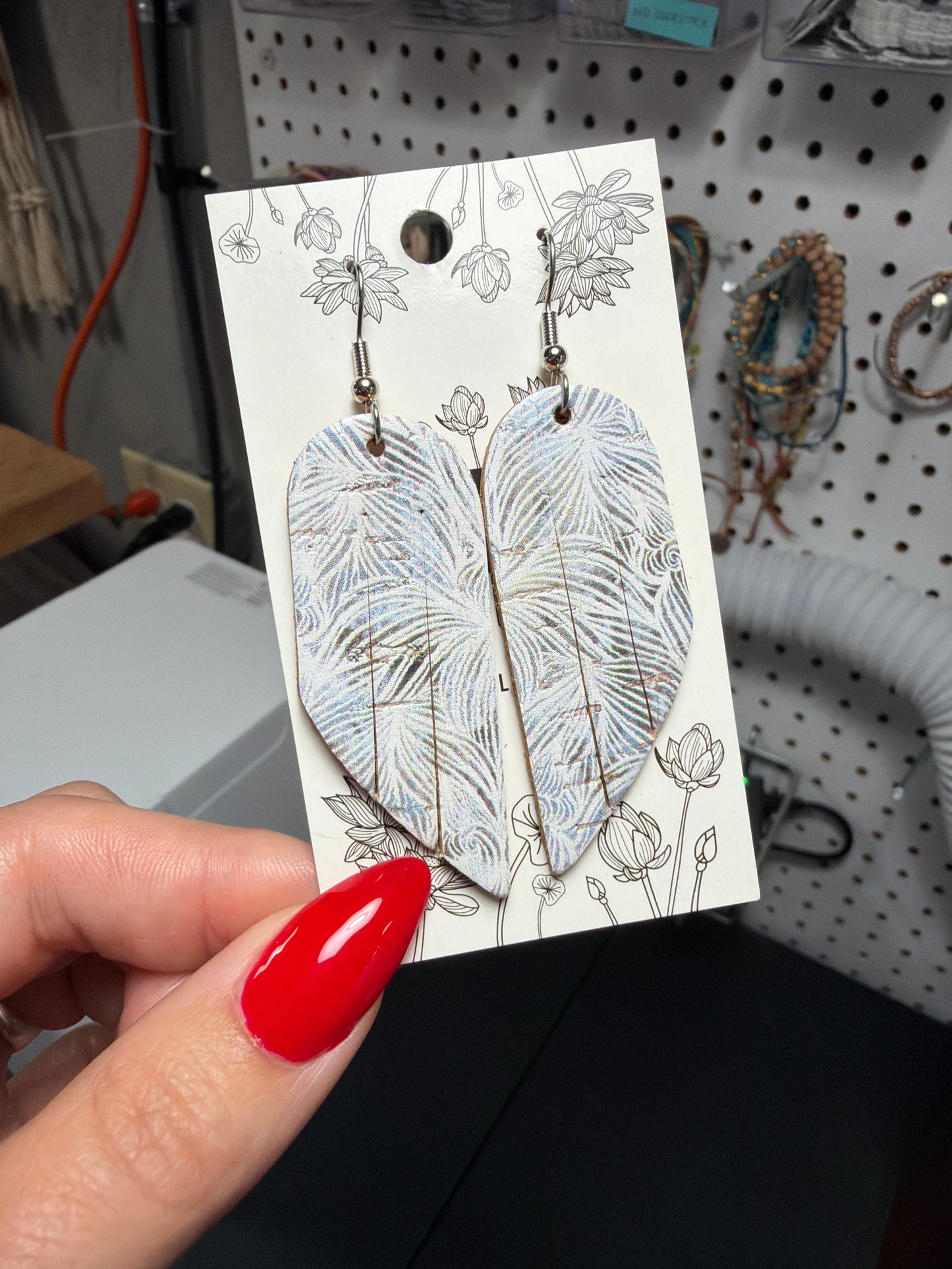 Winter Feather Cork Mini Fringe - only one pair!
