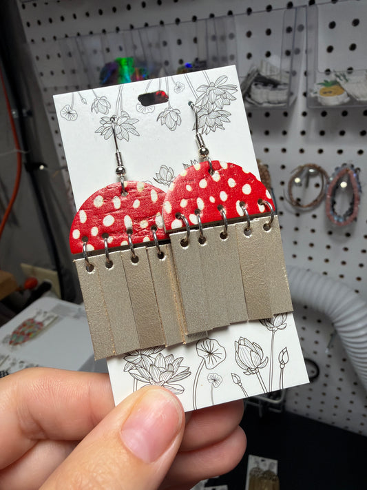 Red Cap Mushroom Cinque Luci Earrings